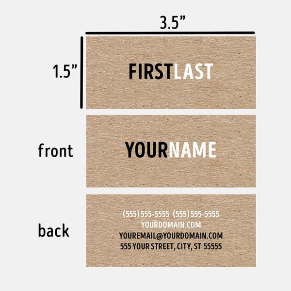 black and white business cards on brown kraft